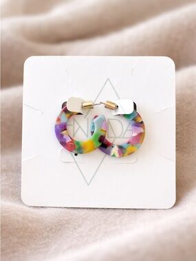 🌈 Colorful Resin Hoop Earrings from Spain 🇪🇸 - Multicolor